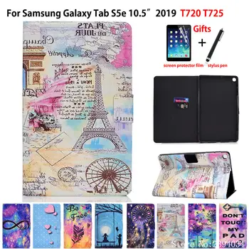 Tornis Krāsotas Case For Samsung galaxy tab S5e 10.5 2019 SM-T720 SM-T725 Smart Cover Būtiska Planšetdatoru, Flip Stends, Shell, Coque +Dāvana