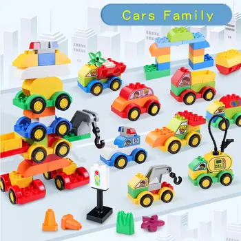 DIY Liela Izmēra Celtniecības Bloki, Auto Ģimenes Maināms Transportlīdzekļu Modelis Ķieģeļu Duploes Ķieģeļi, Dāvanas, Rotaļlietas Zēns