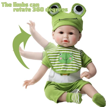 56cm Silikona bebe Atdzimis zēns Lelles 22 collu Reāli, Spilgti Nekustamā Baby Lelle dzelksnis Zilonis Varde komplekti, drēbes, Rotaļlietas bērniem
