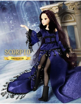 DBS bjd MMGirl 12 Zvaigznājs Skorpions 1/6 30cm lelle tumši violeta kleita, cepure, fantāzijas tērps rotaļlietu meitenei dāvanu