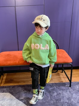 Zēnu Vilnas Kapuci Džemperis 2020 Jaunas Ziemas Bērnu Jaka Bērnu korejiešu Stila Ziemā Silts Džemperis