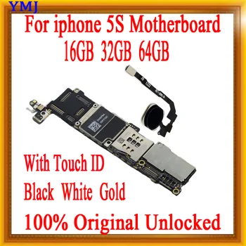 IPhone 5S Oriģināls atbloķēt Mātesplati ar /bez Touch ID,ar IOS Sistēmas MB Plate iphone 5S Mainboard 16.G 32G 64GB
