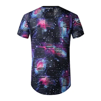 T Krekls Vīriešiem 2020. Gada Vasaras Zīmola Zvaigžņotām Debesīm 3D Drukas Caurumu Dizaina Hip Hop Ilgi Lielgabarīta Tshirts Mens Zaudēt Harajuku Camisetas