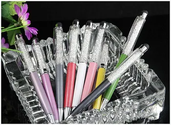 20pcs/daudz metāla kristāla pen touch pildspalva ar kristālu stylus Office Dimanta Lodīšu Pildspalvas Kristāla irbuli
