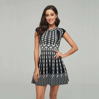 Vairumtirdzniecības 2020. gada vasaras sieviete kleita melnā Žakarda Augstas klases luksusa celebrity boutique kokteilis puse pārsējs kleita