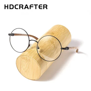 HDCRAFTER Īsta Koka Sakausējuma Brilles Rāmis Vīriešu, Sieviešu Vintage Kārta Tuvredzība Optiskie Rāmji Recepšu Brilles Briļļu Bezskrūvju