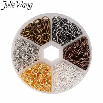 Julie Wang 1 KASTE 4-10mm Vara Atvērt Lēkt Gredzeni Sajauc 6 Krāsas Piederumu Komplekts, Kaklarota, Rokassprādze Auskari Rotaslietu izgatavošana