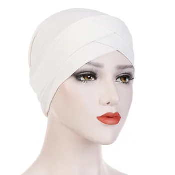Musulmaņu Sieviešu Stiept Pāri Kokvilnas Turban Cepuri Vēža, Chemo Beanies Klp Cepures Headwrap Matu Zaudējumu Segšanai Piederumi