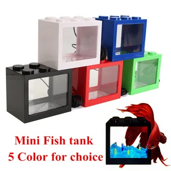 USB mini Kaujas LED zivju kastes akvāriju, caurspīdīgu akrila zivju tvertnes office desktop apdare Radoši veidot blokus stacked