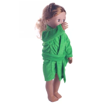 Leļļu Apģērbs Tīru Krāsu Peldmētelis + Josta Īss Matu Drēbes, 18 Collu American Doll & 43 Cm Jauns Piedzimst Mazulis,Mūsu Paaudzei,Meitene Dāvanu