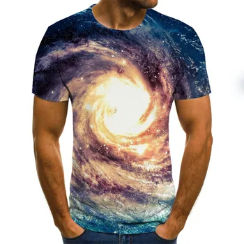 Galaxy kosmosa modelis, 3D drukāšanas T-krekls gadījuma vasaras stila modes drukāšanas īsām piedurknēm T-krekls vīriešu krekls mākslas auduma iela
