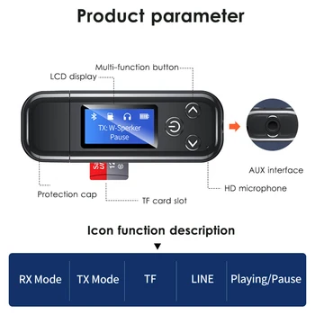USB Bluetooth Uztvērējs, Raidītājs Adapteris Receptoru Bluetooth 5.0 Audio Adapteris Auto, PC, TV, Bezvadu Adapteri LCD 3,5 MM AUX