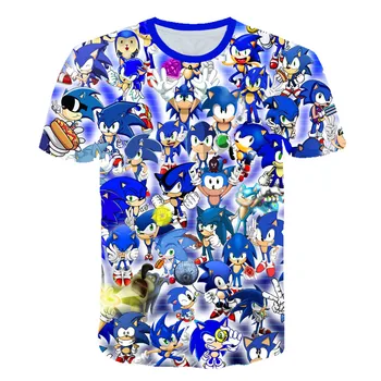 Jaunākās Modes Sonic Ezis T-krekli Zēniem un Meitenēm Karikatūra O-veida kakla Īsām piedurknēm Gadījuma Sonic 3D Iespiests T-krekls