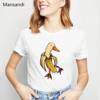 Smieklīgi, t krekli, sieviešu apģērbu 2019 Banānu Pīļu print t-krekls camiseta mujer Harajuku Gothic krekls Streetwear vogue t femme