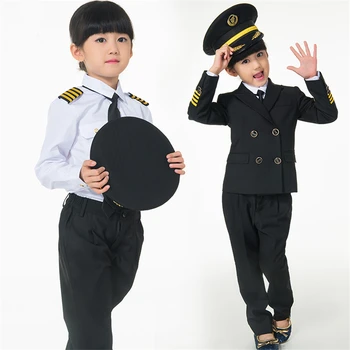90-160cm Bērniem Izmēģinājuma Karnevāla Tērpi Halloween Puse Valkāt stjuarts Cosplay Tērpi Bērniem, Gaisa kuģa Kapteinis Drēbes
