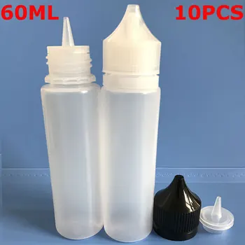 10PCS X 60ML LDPE Pilinātāju Pudeles Tukšas E Sulas, Šķidro Squeezable Vape Tintes Pigmenti Konteineros ar Vākiem