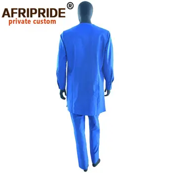 2019 Āfrikas Vīriešu Krekls, Uzvalks Dashiki Topi Blūze un Ankaras Bikses Kopa Traditioal Tērpiem Attire Vaska Drēbes AFRIPRIDE A1916018