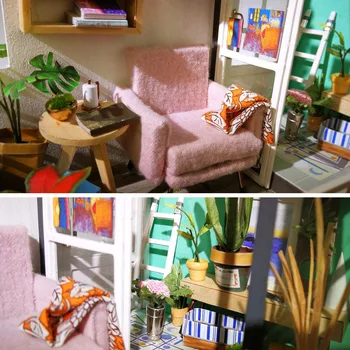Robotime Koka Namiņš ar Furniture & Light DIY Miniatūras House Lieliska Dāvana Meitenēm un Zēniem