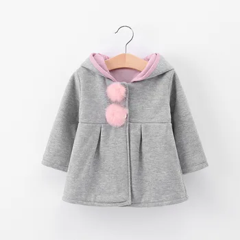 Toddler Meitenes Jaka Kolekcija 2019 Jaunu Cute Bunny Kapuci Mēteļi Meitenēm Apģērbi Topi Bērnu Virsdrēbes & Mētelis Trušu Auss Mēteļi