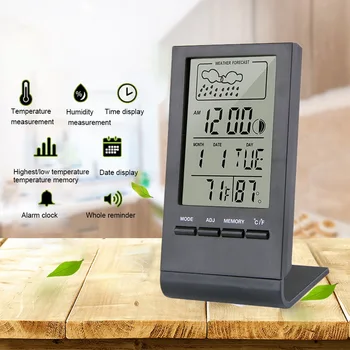 Termometru, Higrometru Kontūra Indikators Iekštelpu/Āra Laika Stacija Automātiskās Elektroniskās Temperatūra Mitrums Monitors, Pulkstenis,