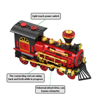 372pcs Pilsētas Klasiskais Sarkanais Vilciens Electric Modeli, kas Celtniecības Bloki Tehnika Ķieģeļi Izglītības Rotaļlietas bērniem