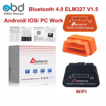 Aermotor ELM327 Bluetooth 4.0 Elm327 WIFI OBD2 V1.5 Auto Diagnostikas Skeneris ELM 327 Bluetooth 4 OBDII 1.5 IOS, Android PC