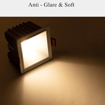 [DBF]2020 Stilīgs Anti Glare Griesti, Padziļinājumā LED Downlight 7W 12W Aptumšojami Kvadrātveida LED Griestu Spot Gaismas Pic Fona