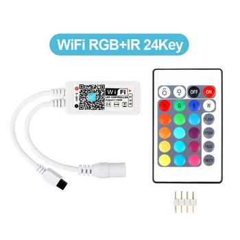 Wifi RGB / RGBW LED Kontrolieris Mini DC12V Ar RF 21Key / IS 24Key Tālvadības pulti RGB / RGBW LED Sloksnes Gaismas