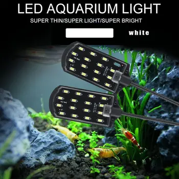 Augstas jaudas Dual Head Ūdens Zāles Apgaismojums 5730 Pupiņu LED Klipu Par Skava Lampas Mazo Akvāriju Zivju Tvertnes 15W 220V ES Plug