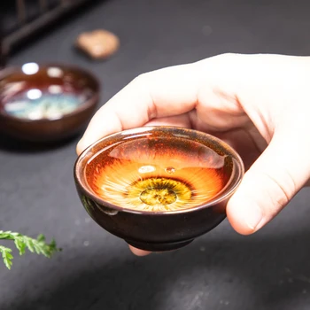 3pcs/set Radošo Krāsns Mainīt Teacup uzstādīt Krāsains Teacups Pigmentēta Jianzhan Kung Fu Tējas Tases Tējas Bļodā Drinkware
