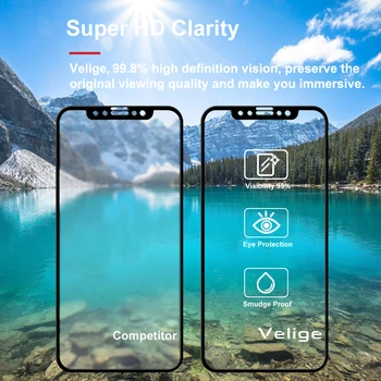 2 Pack Velige Pilnībā Segtu Rūdīta Stikla Ekrāna Aizsargs Apple iPhone X 10 iPhonex iPhone10 9H 2.5 D HD Skaidrs, Stikls