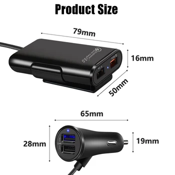 QC3.0 USB Automašīnas Lādētājs Ātri Maksa par Samsung S8 S9 S10, Ņemiet vērā, 10 Vairākiem USB Automašīnu Ātrās Uzlādes iPhone Xiaomi Huawei Adapteri