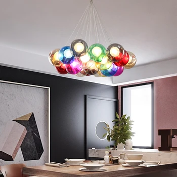 Ziemeļvalstu LED lustras apgaismojums, modernās viesistabas lustru 96v-220v vienkārša stikla bumbu, mājas apdare, ēdamistaba, guļamistaba lampas