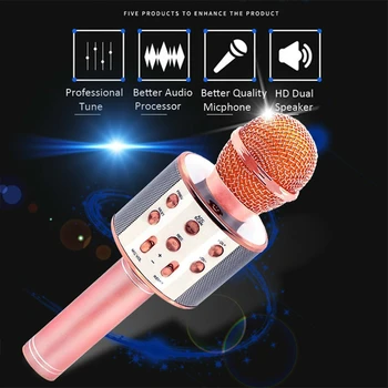 Bezvadu Mikrofons, Kondensatora Bluetooth Karaoke Mikrofons Runātājs Mini Handhelder Microfone Atskaņotājs FM Radio Studijā Ierakstīt Microfoon