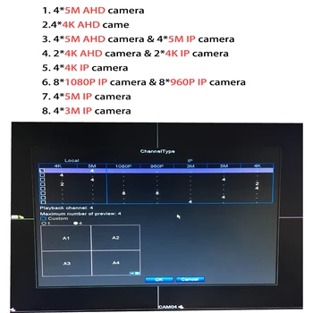 AOUERTK 5in1 AHD CVI TVI CVBS 4CH CCTV DVR Galvenās Valdes 3M/4K/5M Fotokameru, Face Detection & Kustības detektors AHD Mātesplati