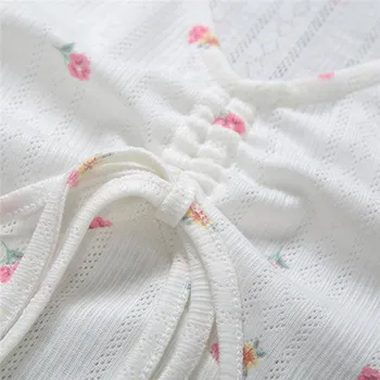 Sievietēm Komplekti Sleepwear Ziedu Divi Gabali Uzstādīt Mežģīnes Up Kroku T-Krekls Frilly Īsām Piedurknēm Top Gadījuma Vaļīgas Bikses Aukliņu Bikses