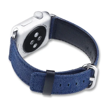 Zilās Džinsa Auduma Aproce Siksnu Apple Skatīties Joslas 44mm 42mm 40mm 38mm Sporta Jean Watchbands par iWatch Sērija 1 2 3 4 5