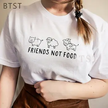 DRAUGI NE PĀRTIKAS, Dzīvnieku Vegāns Harajuku Sieviešu Modes Sieviešu T Krekls, t-veida, Unisex Gadījuma Tumblr Instagram Ikdienas Topi Apģērbi