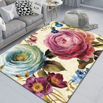 Mūsdienu Vienkāršība Eiropas Stila Ziedu Mākslas Lielu Paklāju Dzīvojamā Istaba Guļamistaba Anti-Slip Grīdas Paklājs Modes Paklāji paklājos