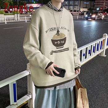 Zongke Japānas Stila Trikotāžas Džemperis Vīriešu Apģērbu Harajuku Džemperi Džemperi, Vīriešu Džemperi, Vīriešu Modes Apģērbu M-2XL 2021