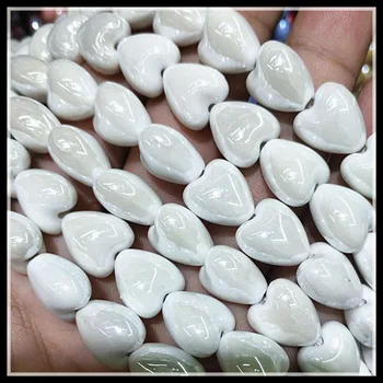 50gab jaunu keramikas krelles sirds formu porcelāna pērlītēm sieviešu aproces, padarot diy krelles, aksesuāri, rotaslietas secinājumi lielums 12m