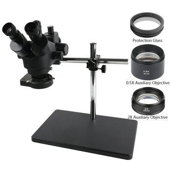 Melns Trinokulara Stereo Mikroskopu 3,5 X~90X Vienlaicīgi Fokusa 144 LED Ring Light For Tālrunis PCB Mikroshēmu Lodēšanas Remonts