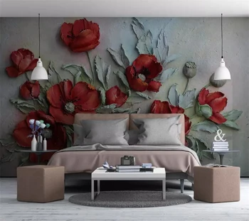 Wellyu Custom tapetes, 3D stereo foto sienas reljefs sarkano skaistumu dzīvojamā istaba guļamistaba dekorēšana glezna 3d tapetes murals