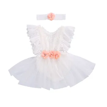 Baby Girl 0-18M Bodysuit Vasaras Zīdaiņu Princese Ruffles Piedurknēm Ziedu Bodysuit Jumpsuits Tutu Kleitu Elegants Mazulis Sunsuits Tērpiem