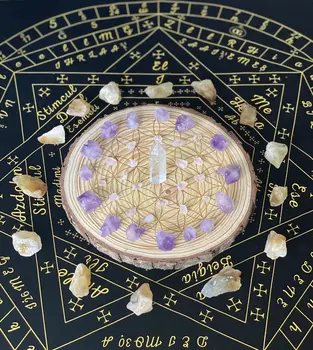 Ziedu Dzīvības Koka Altāris Valdes Tarot Rituāls Flīžu Astroloģija kristāla Dekorācijas maģija piegādes Koka Zīlēšana Piederumi