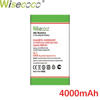 WISECOCO 4000mAh AB2900AWMT AB2900AWMC Akumulatoru PHILIPS Xenium X1560 X1561 X5500 CTX1560 CTX1561 CTX5500 Tālrunis+Izsekošanas Kods