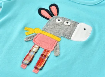 2gab Jaundzimušo Bērnu Zēnu un Meiteņu Kokvilnas Drēbes ar garām piedurknēm Karikatūra Maz Donkey T-krekls+Bikses Zīdaiņu Toddler Apģērbu Komplekts