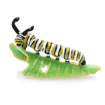 Wuli&bērnu Imperators Caterpillar Lapu Broša Pins Ir 2021. Pavisam Oriģinālu Dizaineru Broša Sirds Formas Eatting ar Caterpillar