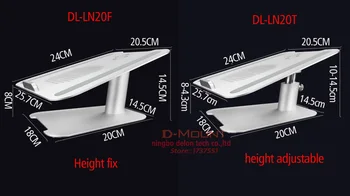 DL-LN20 kompakts augstuma regulēšana 14.5 cm alumīnija klēpjdators, desktop stand galda mount sēdēt-stāv darba stacija, dzesēšanas caurums