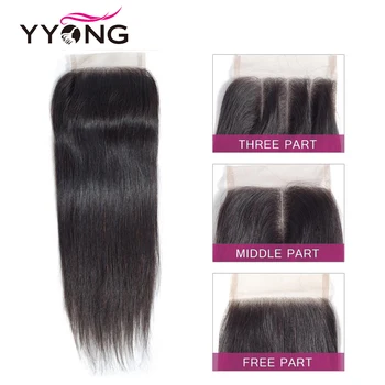 Yyong Brazīlijas Taisni Mati, Mežģīnes Slēgšanas Bezmaksas/Vidējā/Trīs Daļas Remy Human Hair 4X4 Vidēji Brūna Šveices Mežģīnes Top Slēgšana